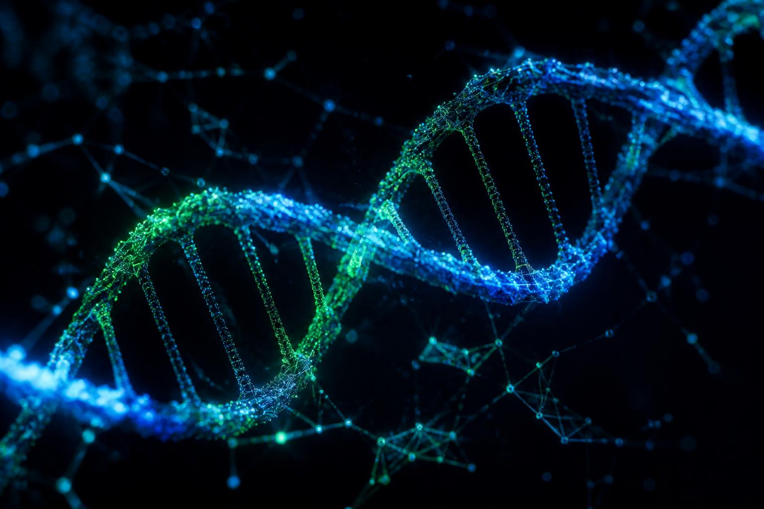 Genetic double helix visualisation representing Genova Nexus genetic data research